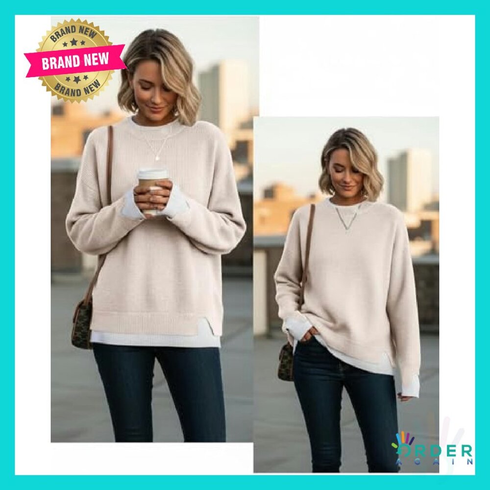 Oversized Knit Pullover Cozy Chic Patchwork Drop … - image 6